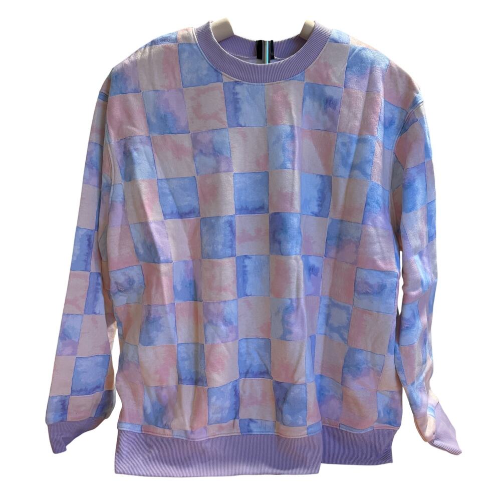 Wild Fable Women's Blue Check Oversized Long Sleeve Sweatshirt - Size XS - NWT